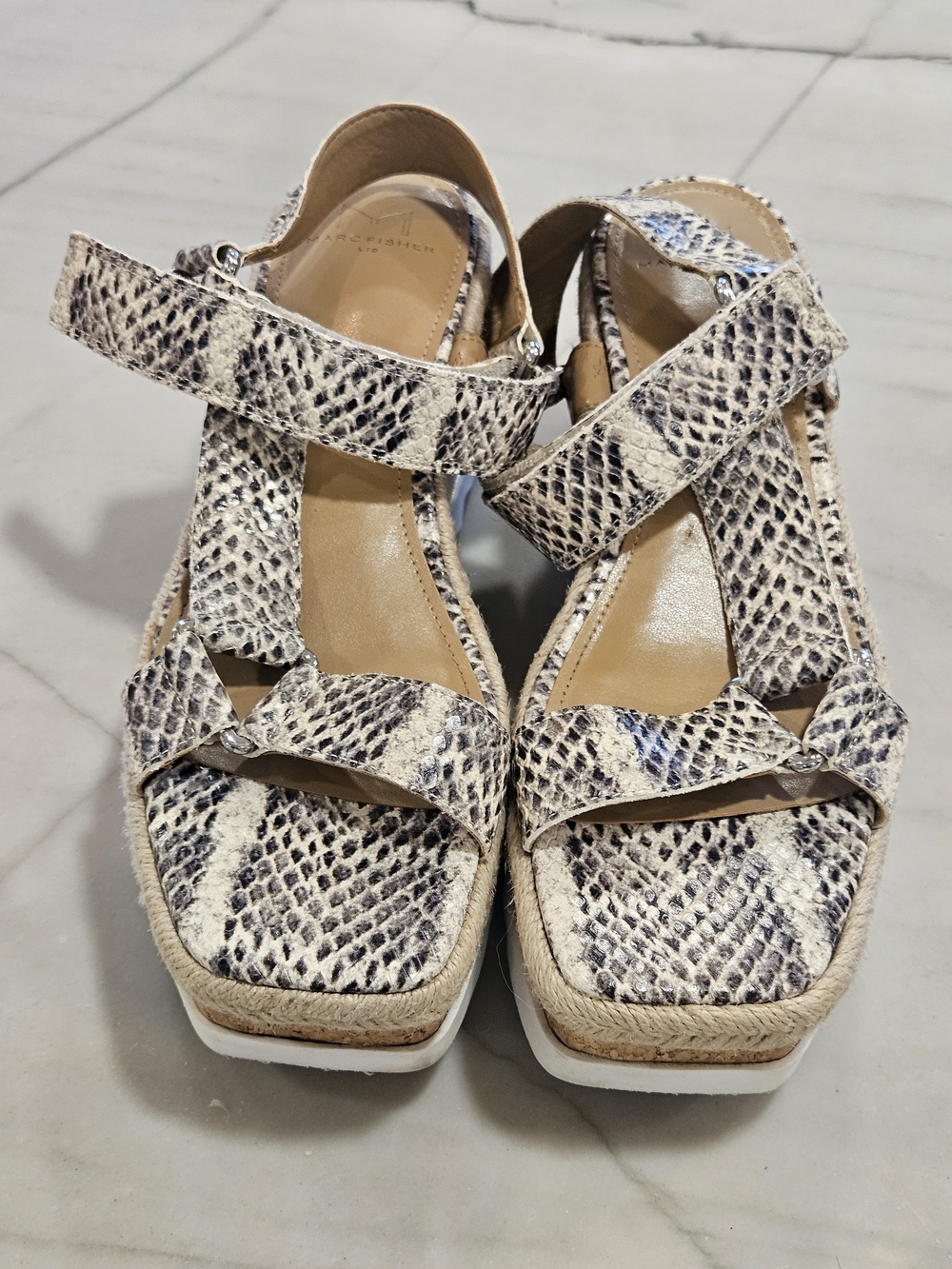 Marc Fisher LTD "Gylian" Platform Wedge Sandal in the snake-embossed (Roccia)